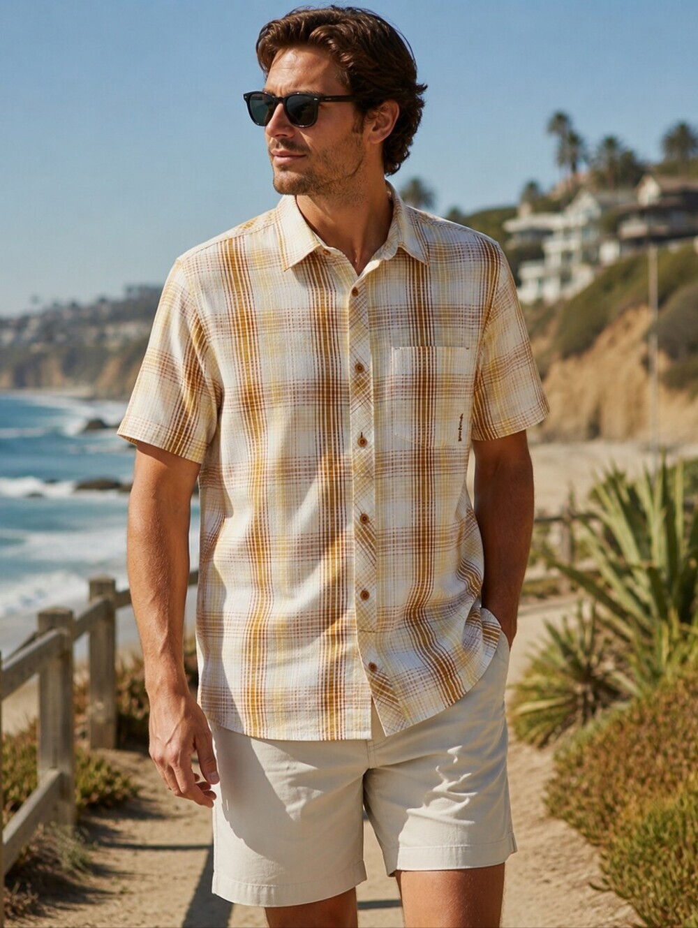Prana Short Sleeve Plaid Button-Up Shirt